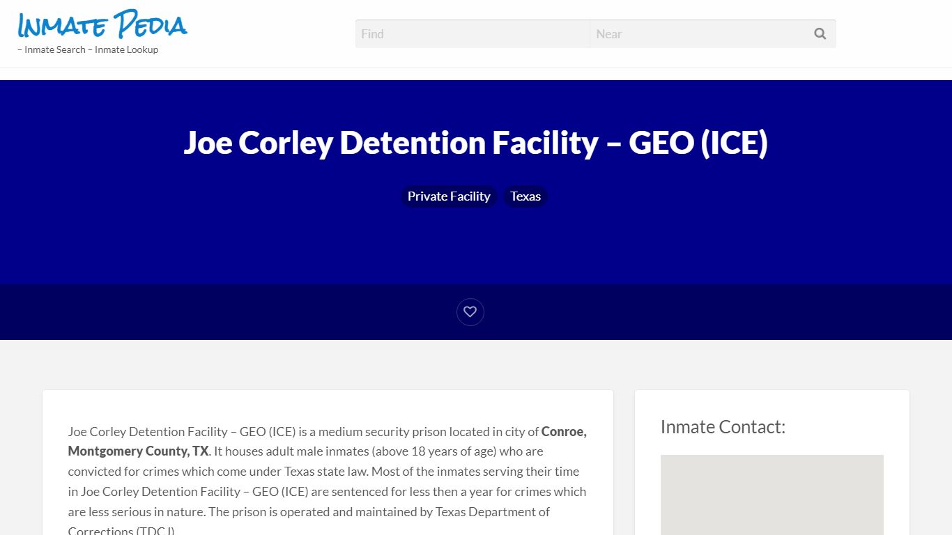 Joe Corley Detention Facility - GEO (ICE) – Inmate Pedia ...